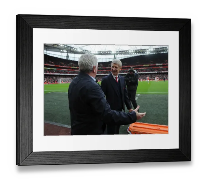 Framed Print : Arsene Wenger and Steve Bruce: A Pre-Match Handshake at the Emirates FA Cup Fifth Round (Arsenal vs. Hull City - 2015-16)