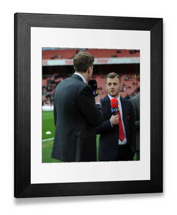Framed Print : Arsenal's Jack Wilshere and Jake Humphrey Pre-Match Chat - Arsenal vs Hull City, FA Cup 2015-16