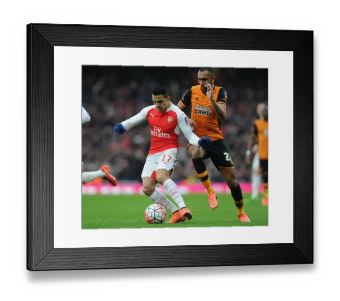 Framed Print : Arsenal's Alexis Sanchez Outruns Hull Defender in FA Cup Showdown