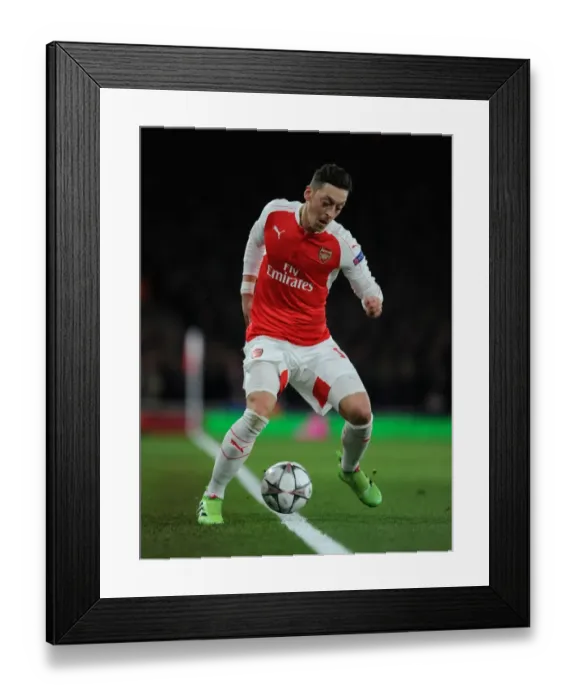 Framed Print : Mesut Ozil in Action: Arsenal vs. Barcelona, 2015 / 16 UEFA Champions League Round of 16, First Leg