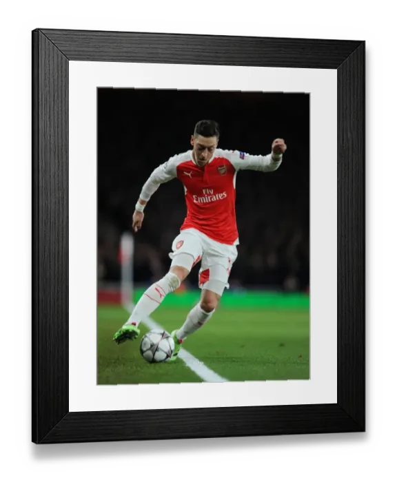 Framed Print : Mesut Ozil in Action: Arsenal vs. Barcelona, 2015 / 16 UEFA Champions League - Round of 16, First Leg