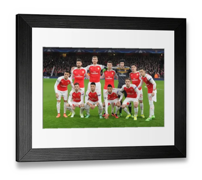Framed Print : Champions League Showdown: Arsenal FC vs. FC Barcelona - Arsenal's Line-Up at Emirages Stadium Framed Print : Champions League Showdown: Arsenal FC vs. FC Barcelona - Arsenal's Line-Up at Emirages Stadium