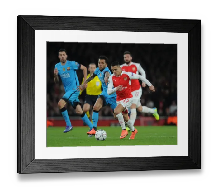 Framed Print : Arsenal vs. Barcelona Showdown: Sanchez vs. Alves in 2015 / 16 Champions League