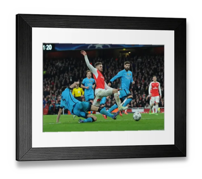 Framed Print : Clash of Titans: Arsenal vs. Barcelona - Champions League Battle (2015 / 16)