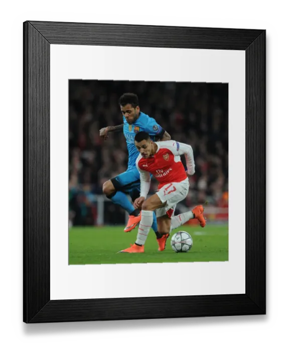 Framed Print : Sanchez vs. Alves: A Champions League Showdown - Arsenal's Alexis vs. Barcelona's Daniel Alves (2015 / 16) Framed Print : Sanchez vs. Alves: A Champions League Showdown - Arsenal's Alexis vs. Barcelona's Daniel Alves (2015 / 16)