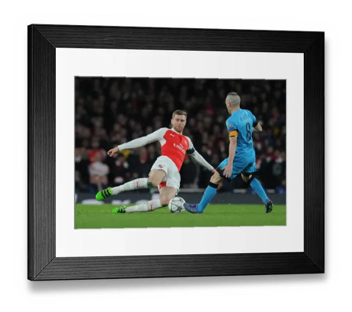 Framed Print : Mertesacker vs. Iniesta: A Battle of Champions - Arsenal vs. Barcelona, 2015 / 16 Framed Print : Mertesacker vs. Iniesta: A Battle of Champions - Arsenal vs. Barcelona, 2015 / 16