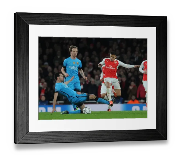 Framed Print : Clash of Titans: Alexis Sanchez Outwits Sergio Busquets in the Champions League Showdown Framed Print : Clash of Titans: Alexis Sanchez Outwits Sergio Busquets in the Champions League Showdown