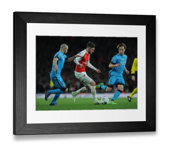 Framed Print : Arsenal vs. Barcelona: A Tense Battle in the 2016 Champions League