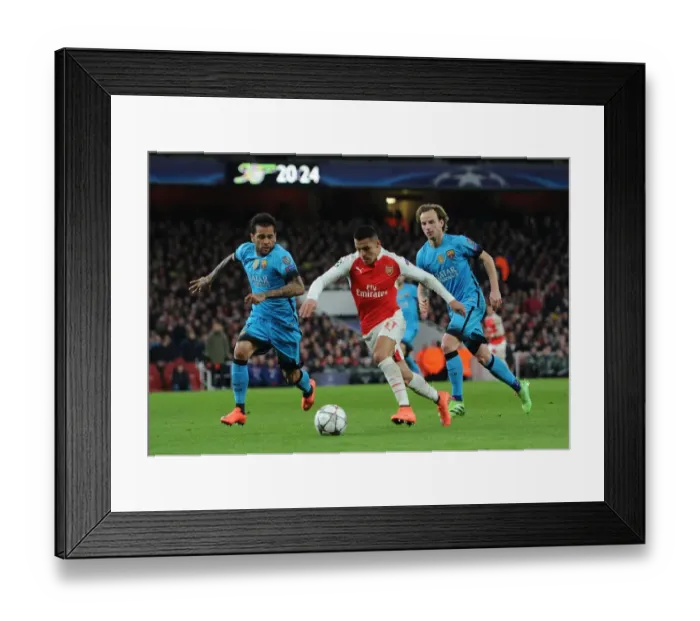 Framed Print : Clash of Titans: Arsenal vs. Barcelona - UEFA Champions League Battle (2015 / 16)