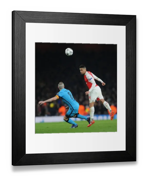 Framed Print : Coquelin vs. Iniesta: A Battle of Midfield Masters in Arsenal vs. Barcelona Champions League Clash (2016)