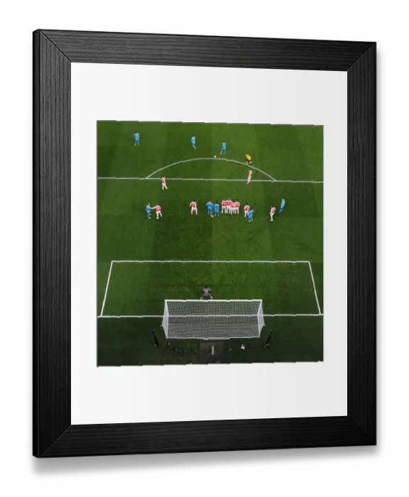 Framed Print : Messi Faces Arsenal's Wall: A Champions League Showdown Framed Print : Messi Faces Arsenal's Wall: A Champions League Showdown