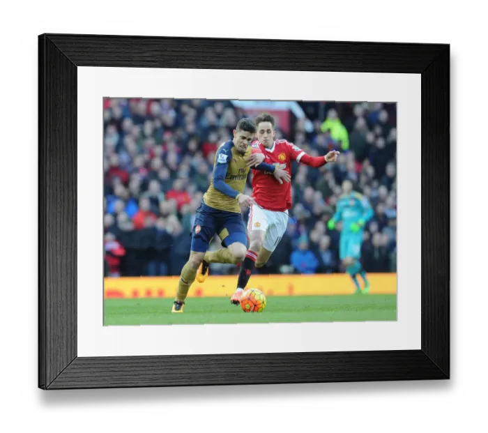 Framed Print : Clash of the Wings: Gabriel vs Januzaj, Manchester United vs Arsenal, Premier League 2015 / 16
