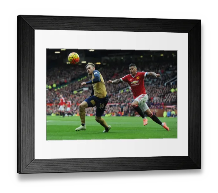 Framed Print : Ramsey vs Rojo: A Footballing Battle at Old Trafford - Manchester United vs Arsenal, Premier League 2015 / 16