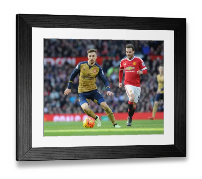 Framed Print : Ramsey vs Mata: A Premier League Showdown at Old Trafford, 2015 / 16