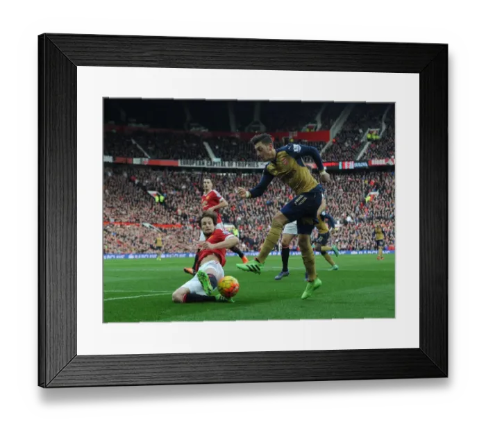 Framed Print : Ozil vs Blind: Clash at Old Trafford - Manchester United vs Arsenal, Premier League 2015 / 16