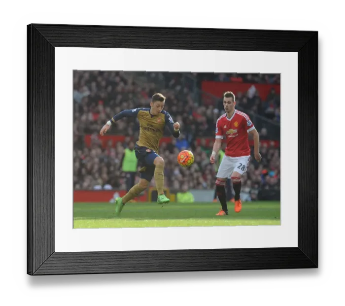 Framed Print : Clash of Midfield Maestros: Ozil vs. Schneiderlin at Old Trafford - Manchester United vs. Arsenal, Premier League 2015 / 16