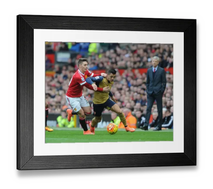 Framed Print : Alexis Sanchez (Arsenal) Guillermo Varela (Man Utd). Manchester United 3: 2 Arsenal