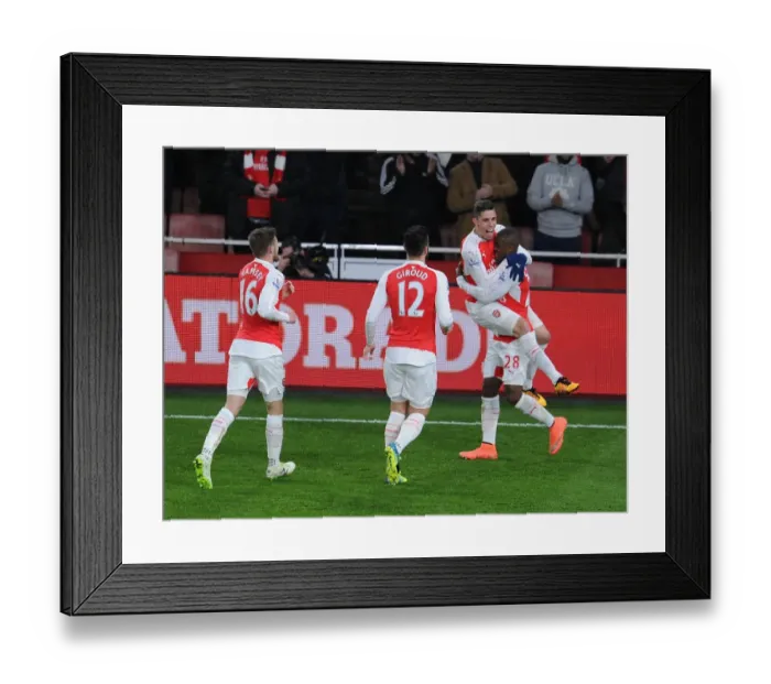 Framed Print : Arsenal's Star Quartet: Campbell, Ramsey, Giroud, and Gabriel Celebrate Goal Against Swansea City (2015-16) Framed Print : Arsenal's Star Quartet: Campbell, Ramsey, Giroud, and Gabriel Celebrate Goal Against Swansea City (2015-16)