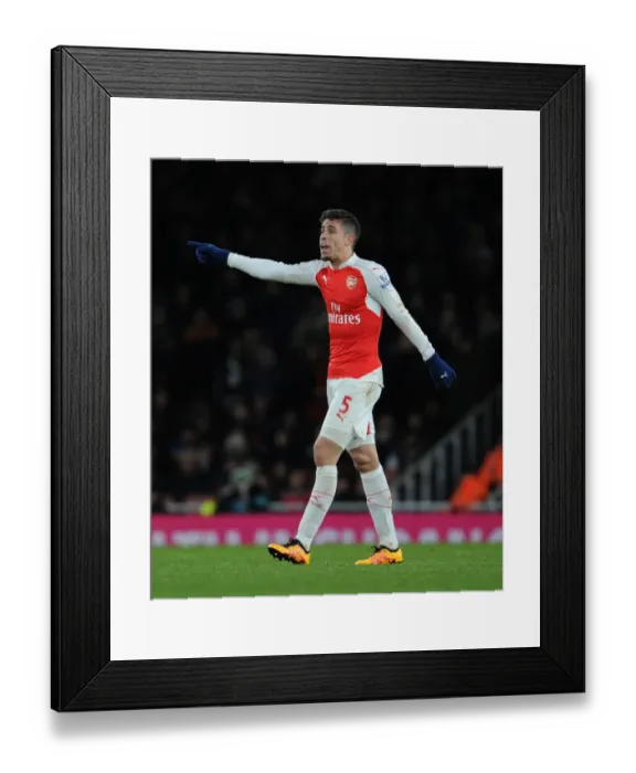 Framed Print : Gabriel in Action: Arsenal vs Swansea City, Premier League 2015-16, Emirates Stadium