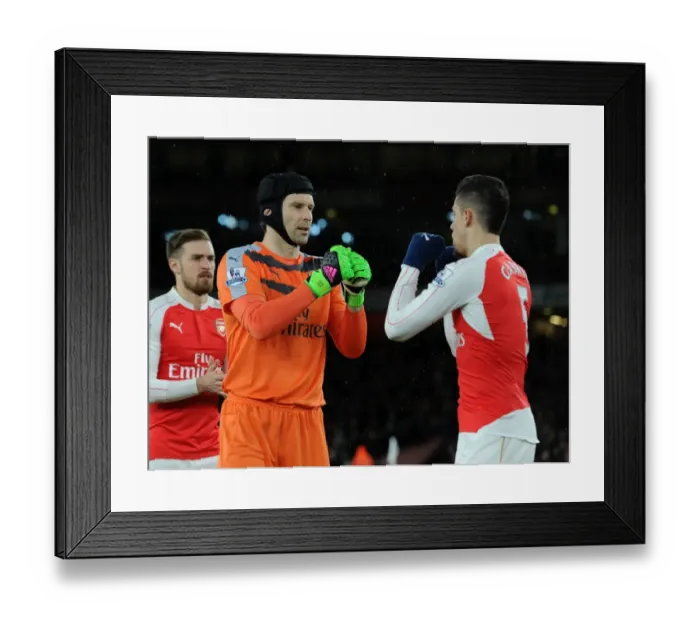 Framed Print : Arsenal's Cech and Gabriel Ready for Swansea City Showdown (Premier League 2015-16)