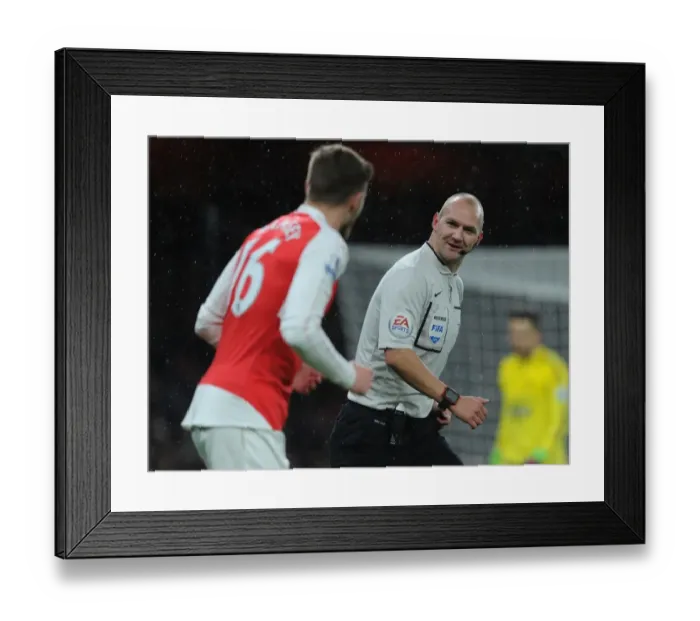 Framed Print : Referee Bobby Madley Overssees Arsenal vs Swansea City Clash in Premier League, 2016 Framed Print : Referee Bobby Madley Overssees Arsenal vs Swansea City Clash in Premier League, 2016