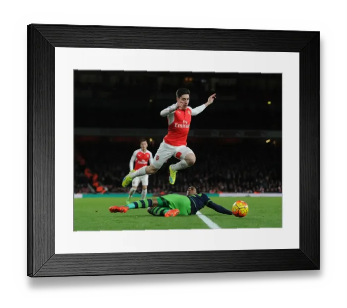 Framed Print : Arsenal's Bellerin Soars Past Swansea's Fer