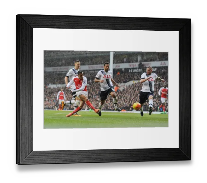 Framed Print : Alexis Sanchez Scores Dramatic Goal Past Dembele and Wimmer: Arsenal's Victory Over Tottenham in the Premier League 2015-16