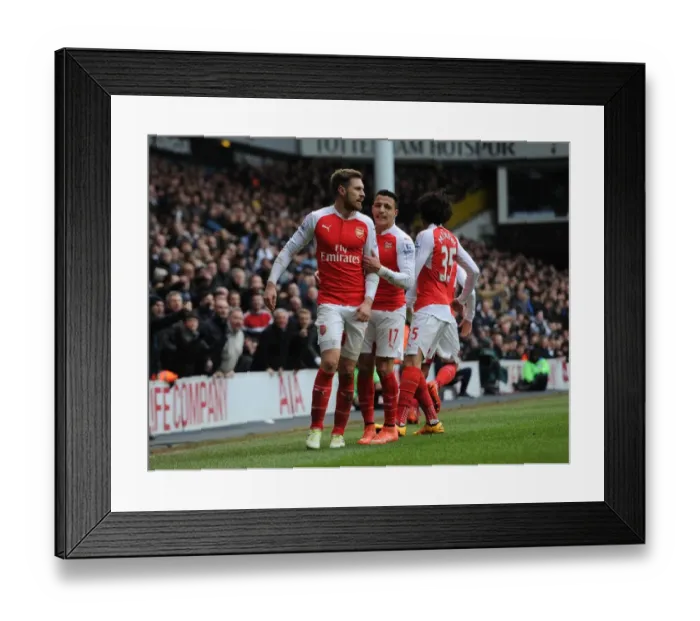 Framed Print : Ramsey and Sanchez: Unstoppable Arsenal Duo Celebrate Goal Against Tottenham, 2015-16 Premier League