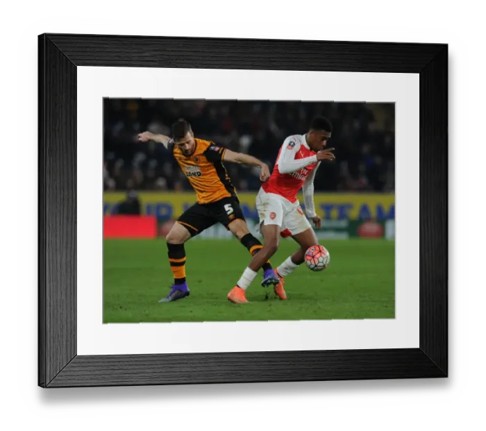Framed Print : Arsenal's Alex Iwobi vs. Hull's Ryan Taylor: FA Cup Fifth Round Replay Showdown