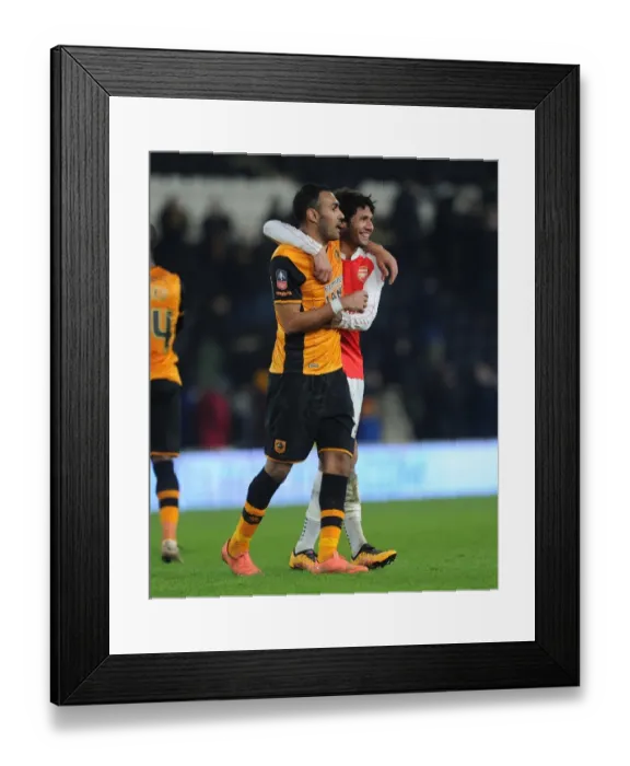 Framed Print : FA Cup Rivalry: A Sportsmanlike Moment Between Mohamed Elneny and Ahmed Elmohamady (Hull City vs Arsenal, 2016)