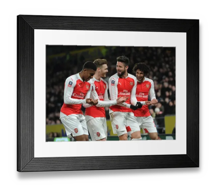 Framed Print : Arsenal's Olivier Giroud, Calum Chambers, Mohamed Elneny, and Alex Iwobi Celebrate FA Cup Goal vs Hull City Framed Print : Arsenal's Olivier Giroud, Calum Chambers, Mohamed Elneny, and Alex Iwobi Celebrate FA Cup Goal vs Hull City