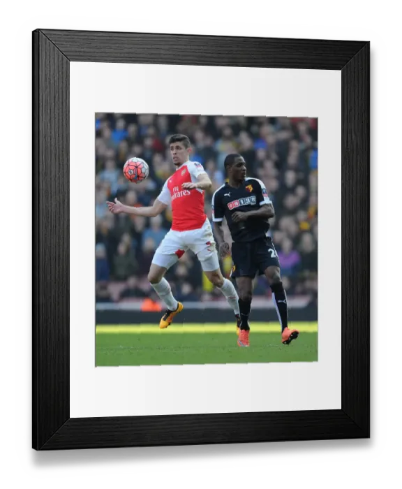 Framed Print : Arsenal's Gabriel Fends Off Ighalo in FA Cup Showdown