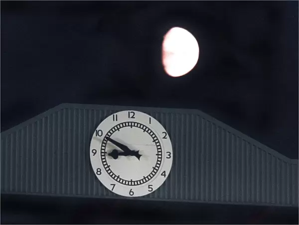The South Stand Clock and the Moon. Arsenal 3: 0 Blackburn Rovers