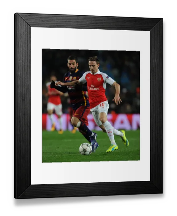 Framed Print : Monreal vs. Turan: A Football Showdown - Arsenal vs. Barcelona, UEFA Champions League 2016