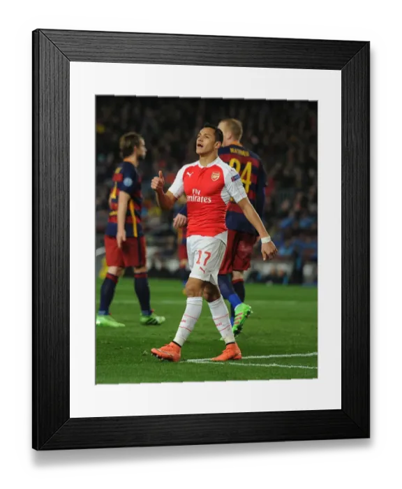 Framed Print : Alexis Sanchez: Clash at Camp Nou - Arsenal FC vs. FC Barcelona, UEFA Champions League 2016