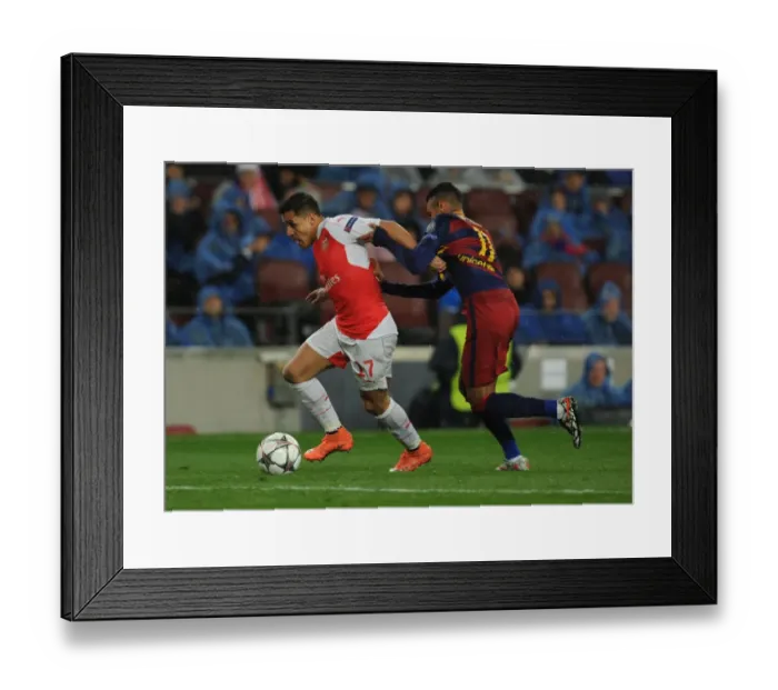 Framed Print : Clash of Stars: Sanchez vs. Neymar - Arsenal vs. Barcelona, UEFA Champions League 2016