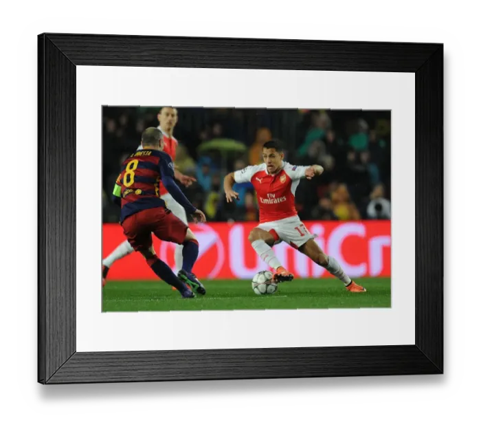 Framed Print : Clash of the Stars: Sanchez vs. Iniesta - Barcelona vs. Arsenal, UEFA Champions League 2016