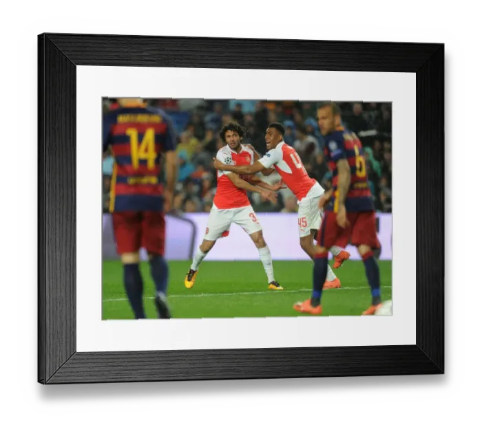 Framed Print : Elneny and Iwobi in Glory: Arsenal's Unforgettable Goal vs. Barcelona, 2015-16