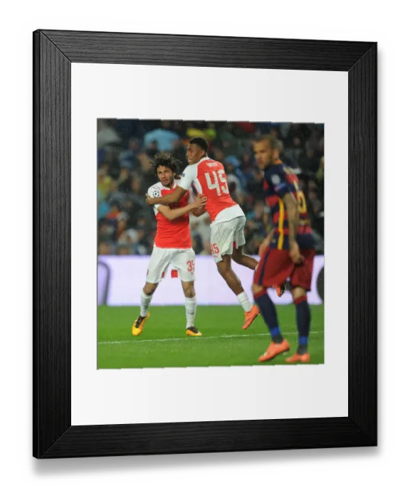 Framed Print : Arsenal's Unforgettable Moment: Elneny and Iwobi Celebrate Goal Against Barcelona in Champions League Framed Print : Arsenal's Unforgettable Moment: Elneny and Iwobi Celebrate Goal Against Barcelona in Champions League