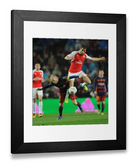 Framed Print : Clash of Midfield Titans: Flamini vs. Iniesta - Arsenal vs. Barcelona, UEFA Champions League 2016