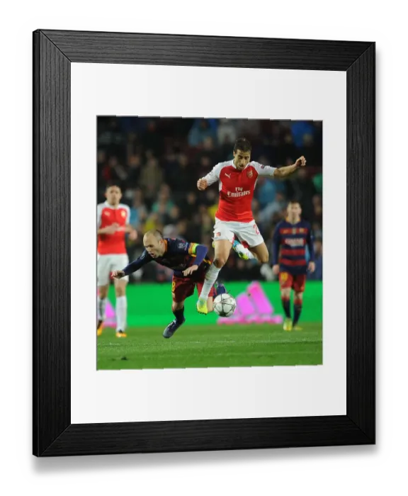 Framed Print : Battle in the Midfield: Flamini vs. Iniesta, Arsenal vs. Barcelona, UEFA Champions League 2015-16