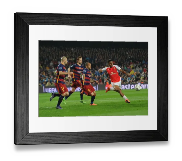 Framed Print : Clash of Titans: Iwobi's Brave Battle Against Alves, Rakitic, and Mascherano