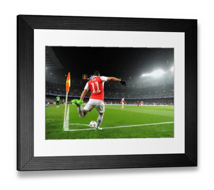 Framed Print : Mesut Ozil in Action: Arsenal vs. FC Barcelona, UEFA Champions League 2015-16