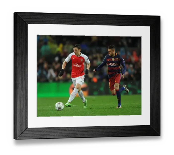 Framed Print : Mesut Ozil vs Neymar: A Champions League Showdown at Camp Nou Framed Print : Mesut Ozil vs Neymar: A Champions League Showdown at Camp Nou