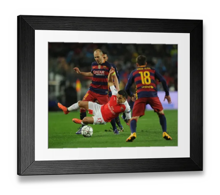 Framed Print : Clash of Stars: Sanchez vs. Iniesta & Alba - Barcelona vs. Arsenal, UEFA Champions League 2016 Framed Print : Clash of Stars: Sanchez vs. Iniesta & Alba - Barcelona vs. Arsenal, UEFA Champions League 2016