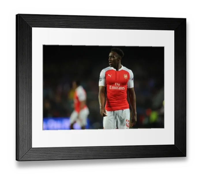 Framed Print : Danny Welbeck vs. Barcelona: Arsenal's Battle in the 2016 UEFA Champions League