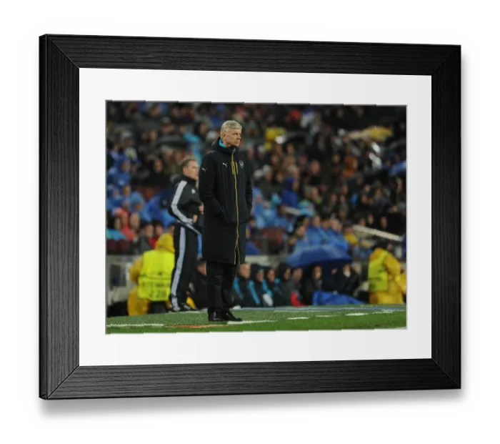 Framed Print : Arsene Wenger at Camp Nou: Arsenal FC vs. FC Barcelona, UEFA Champions League 2015-16