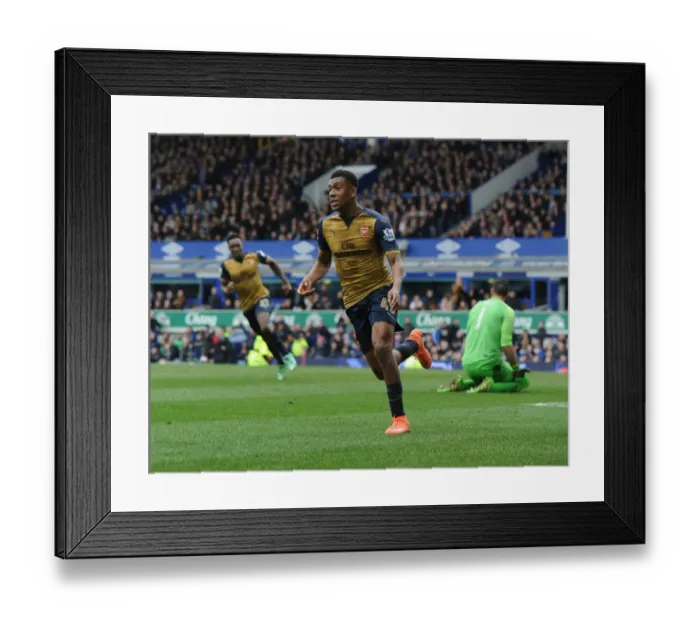 Framed Print : Alex Iwobi Scores Arsenal's Second: Everton vs Arsenal, Premier League 2015-16