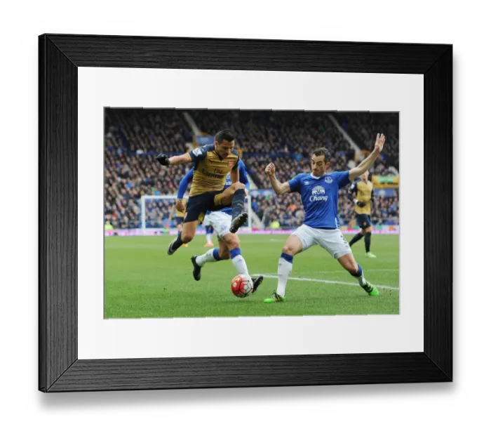 Framed Print : Sanchez vs. Baines: A Premier League Showdown at Goodison Park