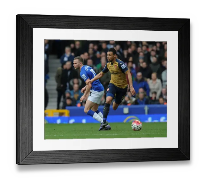 Framed Print : Coquelin Surges Past Cleverley: Everton vs Arsenal, Premier League 2015-16 - A Moment of Triumph Framed Print : Coquelin Surges Past Cleverley: Everton vs Arsenal, Premier League 2015-16 - A Moment of Triumph